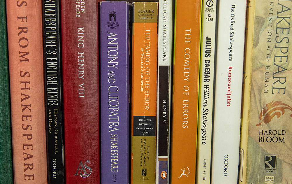 Stack of plays by Shakespeare